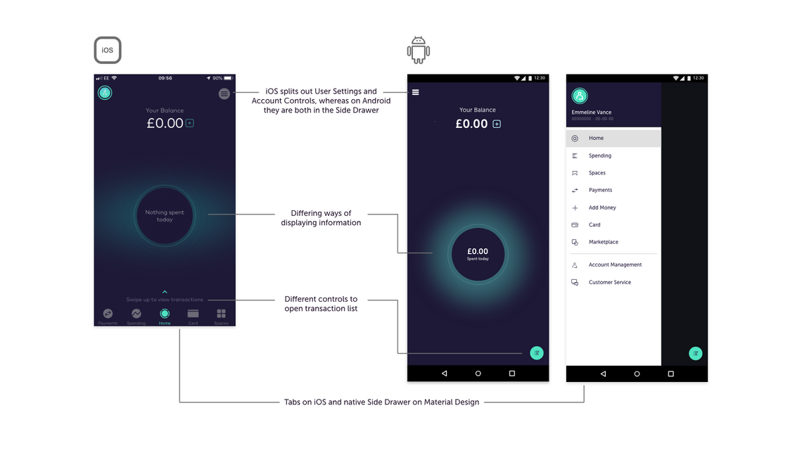 Starling Bank iOS and Android Home